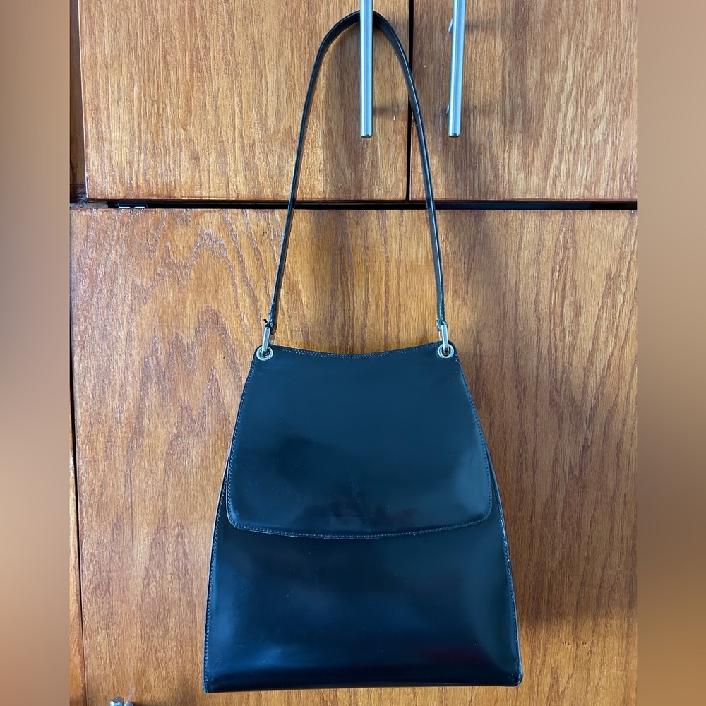 Vintage Bally Leather Flap Shoulder Bag -Black